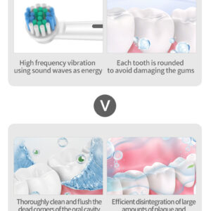 Pink Rotating Round Head Electric Toothbrush Kit with 8 Heads, Case & Stand - 3D Oscillating Mechanical Cleaning for Deep Plaque Removal